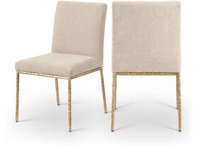 Meridian Furniture 11002beige-sc Reeves Beige Chenille Fabric Dining Side Chair Set Of 2 -m