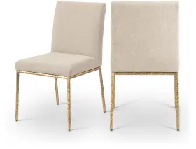 11002beige-sc Meridian Furniture Reeves Beige Chenille Fabric Dining Side Chair Set Of 2 -m