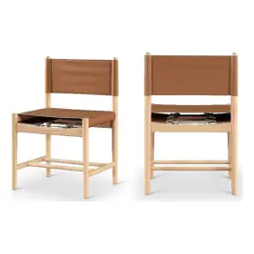 11011cognac-c Meridian Furniture Rawlins Cognac Vegan Leather Dining Chair Set Of 2