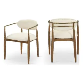 11018cream-ac Meridian Furniture Riccio Cream Vegan Leather Dining Arm Chair Set Of 2