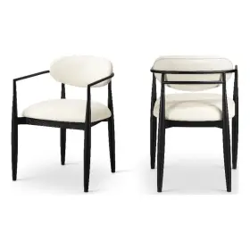 11020cream-ac Meridian Furniture Riccio Cream Vegan Leather Dining Arm Chair Set Of 2