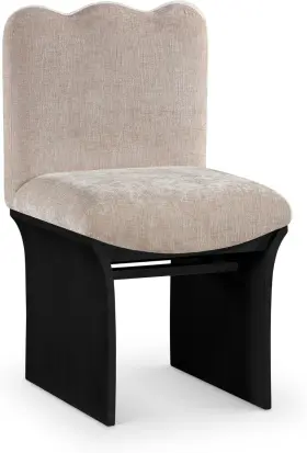 11068beige-c Meridian Furniture Shaw Art Deco Dining Chair Soft Beige Chenille
