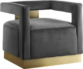 597grey Meridian Furniture Armani Collection Gold Finish 31.5 Inch W X 28 D H Grey