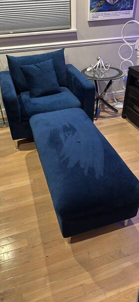 Meridian Furniture 633navy-c Naomi Modern Navy Velvet Upholstered Chair And Ottoman 48044