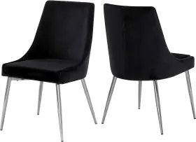 Dx33.5 Meridian Furniture 647899949883 Karina Dining Chair Set Of 2 19.5 Inch Wx21.5 H Black