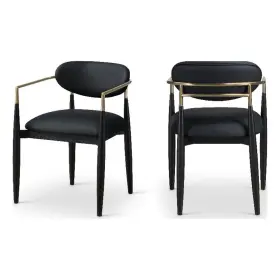 Meridian Furniture 647999704153 Riccio Black Vegan Leather Dining Arm Chair Set Of 2