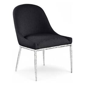 Meridian Furniture 647999719775 Ferro Black Linen Textured Performance Fabric Dining Sc
