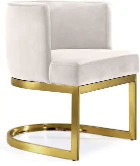 718cream-c Meridian Furniture Gianna Collection Modern Contemporary Velvet Upholstered Dining Chair With