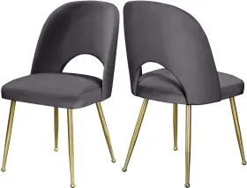 Meridian Furniture 753359801124 Logan Collection Modern Contemporary Velvet Dining Chair