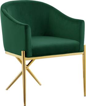 Meridian Furniture 763green-c Xavier Collection Modern Contemporary Velvet Upholstered Dining Chair With