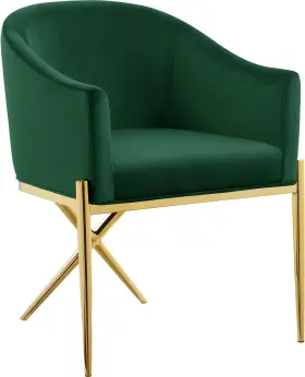 763green-c Meridian Furniture Xavier Collection Modern Contemporary Velvet Upholstered Dining Chair With