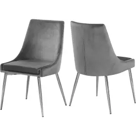 784grey-c Meridian Furniture Karina Velvet Dining Chair - Set Of 2