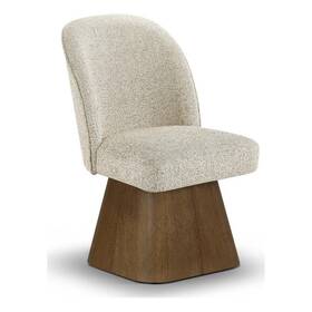 Meridian Furniture 88031beige-sc Marlowe Beige Linen Textured Fabric Swivel Dining Side Chair