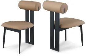 922tan-c Meridian Furniture Dario Tan Vegan Leather Dining Chair Set Of 2