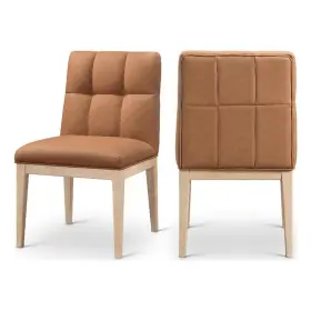 971cognac-sc Meridian Furniture Adrian Cognac Vegan Leather Dining Side Chair Set Of 2