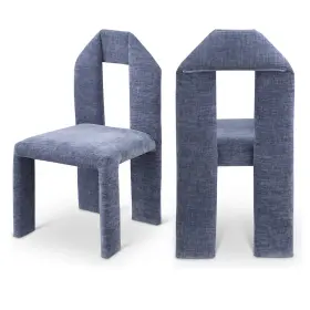 998ltblu-c Meridian Furniture Bennett Light Blue Chenille Fabric Dining Chair Set Of 2