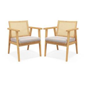 Mid Century Modern Accent Chairs Set 197867002336 Of 2 With Breathable Rattan Back-natural