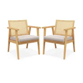Mid Century Modern Accent Chairs Set 197867002336 Of 2 With Breathable Rattan Back-natural
