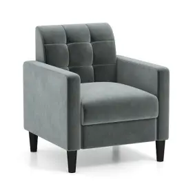 Mid Century Modern Velvet Accent Chair Tufted -grey - Color Gra 197867210281 With Back-grey Gray