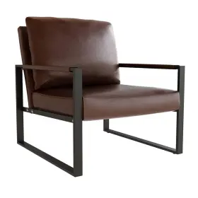 Wdw36834409 Mieres Brown Mid-century Style Faux Leather Upholstered Armchair With Steel
