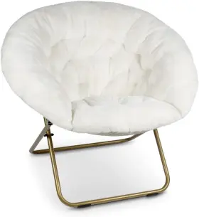 Milliard 313102096070 Saucer Chair For Adults Teens And Kids White Faux Fur Xl Circle