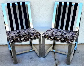 1355-110 Milo Baughman Chairs Mcm Stainless Steel Pair