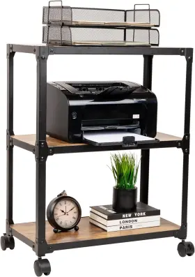 Wdmtcart3t-blk Mind Reader Multipurpose 23 Inch L X 12 W 29.5 H Black Frame With Brown Shelves