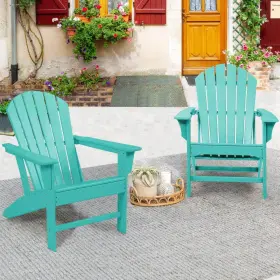 Cy-tab001bl Mirafit 714216578368 Classic Turquoise Blue Composite Of Adirondack Chair Set 2