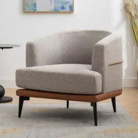 Miscoos 976628625236 Modern Barrel Chair In Mustard Green-two-tone Fabric Upholstered Armchair For