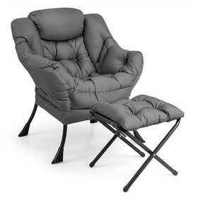 Modern Accent Sofa Chair Folding Footrest Pocket-brown - Color 197867560874 With And Side Pocket-brown - Br