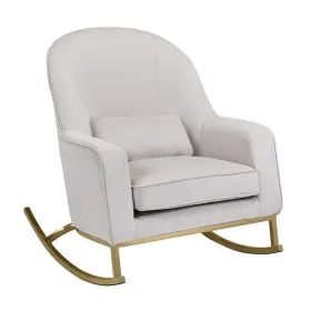 Modrn 080213099350 Glam Velvet Rocking Chair Off-white With Satin Brass