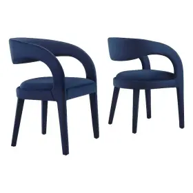 Modway 889654278726 Pinnacle 20 Inch Upholstered Fabric Dining Chair In Midnight Blue Set Of 2