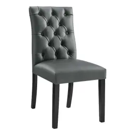 Eei-2230-gry Modway Duchess Solid Wood And Button Tufted Vegan Leather Dining Chair In Gray