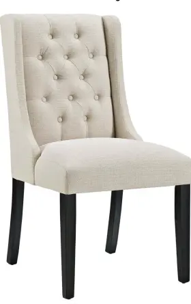 Eei-2235-bei Modway Baronet 19.5 Inch Button Tufted Polyester Fabric Dining Chair In Beige