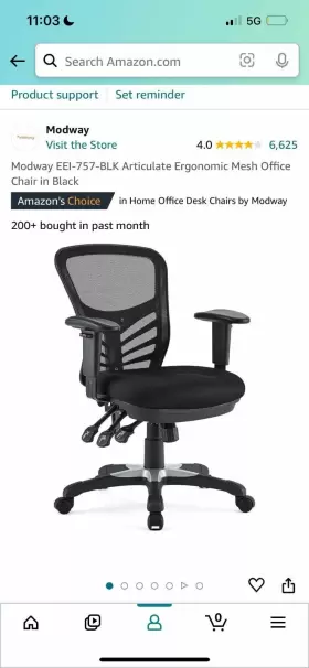 Eei-2289-blk Modway Articulate Drafting Chair - Black