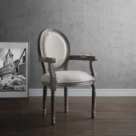 Eei-2823-bei Modway Emanate French Vintage Upholstered Fabric Dining Armchair In Beige