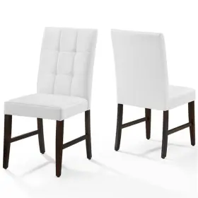 Eei-3336-whi Modway Promulgate Biscuit Tufted Upholstered Faux Leather Dining Side Chair