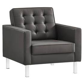 Modway Eei-3391-slv-gry Loft Tufted Vegan Leather Armchair