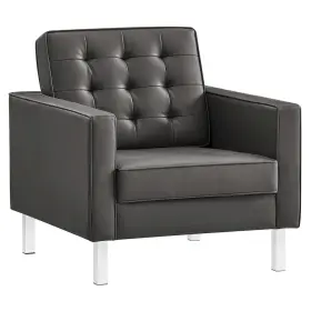 Eei-3391-slv-gry Modway Loft Tufted Vegan Leather Armchair
