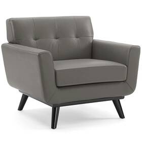 Modway Eei-3734-gry Engage Top-grain Leather Living Room Lounge Accent Armchair