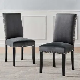 Eei-3779-cha Modway Parcel Performance Velvet Dining Side Chairs - Set Of 2 In Charcoal