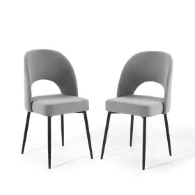 Eei-4490-blk-lgr Modway Rouse Upholstered Fabric Dining Side Chair Set Of 2