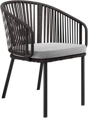 Modway Eei-5033-cha-gry Harbor Patio Aluminum Woven Rope Dining Armchair Charcoal Gray