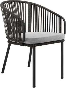 Eei-5033-cha-gry Modway Harbor Patio Aluminum Woven Rope Dining Armchair Charcoal Gray