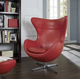Modway Eei-528-red Glove Leather Lounge Chair In Red