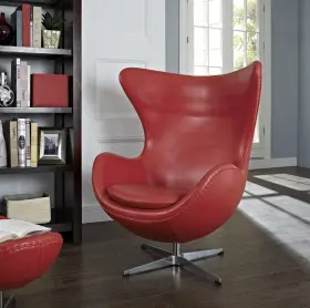 Eei-528-red Modway Glove Leather Lounge Chair In Red