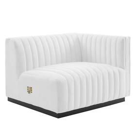 Modway Eei-5493-blk-whi Conjure Channel Tufted Upholstered Fabric Right-arm Chair