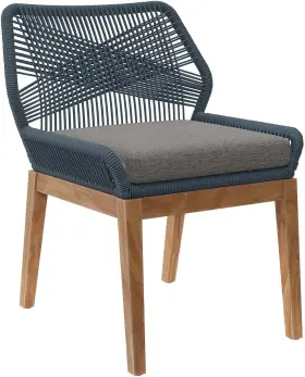 Eei-5747-blu-gph Modway Wellspring Patio Teak Woven Rope Dining Chair Blue Graphite