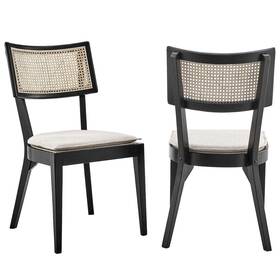 Modway Eei-6080-blk-bei Caledonia Fabric Upholstered Wood Dining Chair Set Of 2