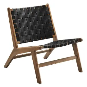 Eei-6542-wal-blk Modway Saoirse Leather Wood Accent Lounge Chair